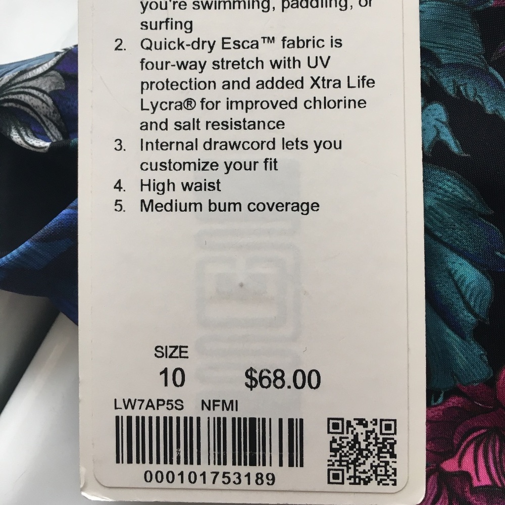 NWT $68 Lululemon Deep Sea High Waist Bikini Bottom Nocturnal Floral - Picture 6 of 8